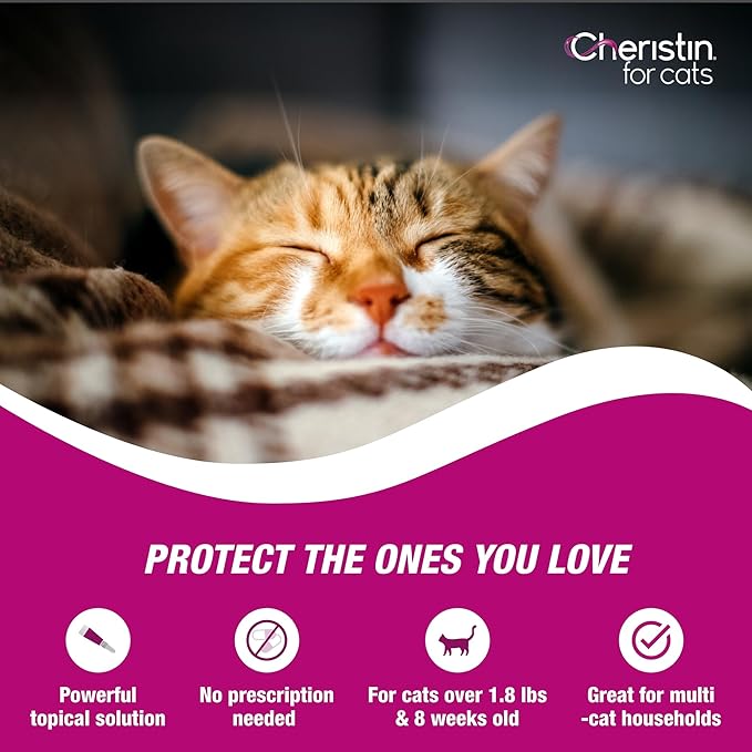 Cheristin Flea Treatment & Prevention for Cats | Fast acting topical flea treatment for cats over 1.8 lbs | 3 Count