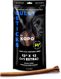 Kopo Dog Bully Sticks 12 inch - Regular Size, (12 Pack + 1 Extra) - Chew Sticks - 100% All Natural Beef Pizzle, One Ingredient Treats - More Protein Than Collagen Sticks - Long Lasting Dog Treats