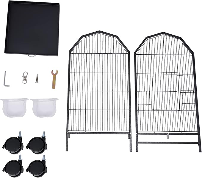 39.9 Inch Bird Cage Parakeet Cage with Rolling Stand and Play Open Top Iron Bird Flight Cages for Parrot Lovebirds Finches Canaries Parakeets Cockatiels Budgie Parrotlet Conures