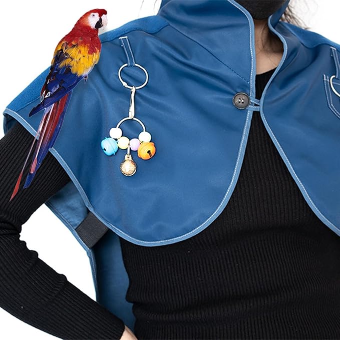 Interactively Play Parrot Shoulder Protector Neck Guard Pet Bird Parakeets Shawl Anti-Scratch Multifunctional Shawl - 1Pcs (Grey-Plus)