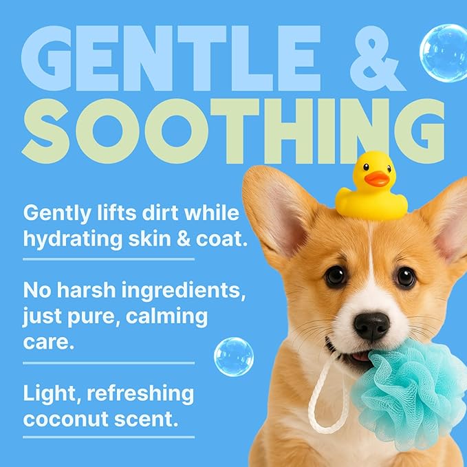 TropiClean Gentle Puppy Shampoo, Dog Shampoo for Allergies & Sensitive Skin, Made in USA, Gentle Coconut Scent, Safe for Cats & Kittens, 20oz