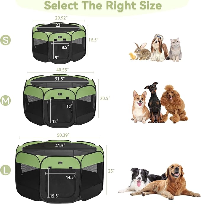 Portable Indoor Dog Playpen for Small Dogs & Puppies by A 4 Pet – 29.92" Pop-Up Soft Puppy Playpens with Bowl, Waterproof Floor, Calm Safe Space for Home, Travel & Daily Use