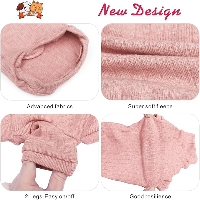 Idepet Sphynx Hairless Cats Sweater Shirt Kitten Soft Puppy Clothes Pullover Cute Cat Pajamas Jumpsuit Cotton Apparel Pet Winter Turtleneck for Cats and Teacup Chihuahua Small Dogs(Pink,XXL)