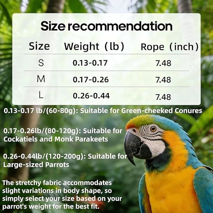 DRESSO Portable Bird Traval Carrier Bag, Escape Resistant Outdoor Harness Vest for Small Medium Parrots, Cockatiel, Budgie, Random Color(Medium)