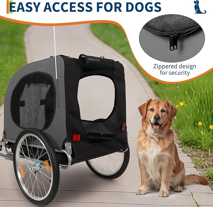 Dog Bike Trailer - Heavy-Duty 88 Lbs Capacity for Small to Large Dogs - Quick Release Wheels & Universal Coupler, Waterproof Oxford Cover