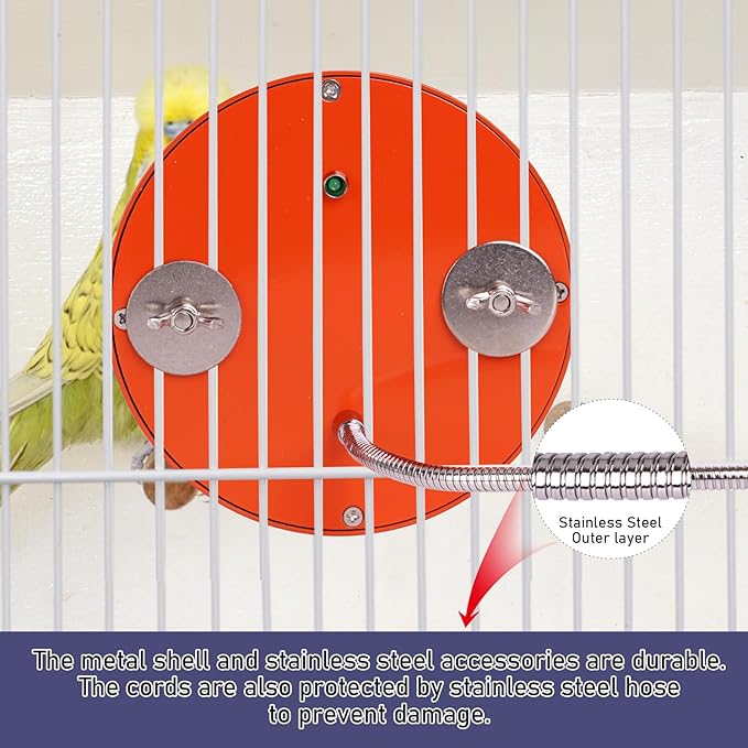 Bird Heater for Cage, Bird Warmer with Mirror Birdcage Heater 12V Bird Heater Pad Bird Heating Plate for Conure Cockatiels Parrots Cocktail African Grays