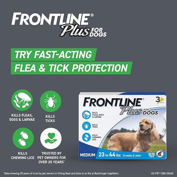 FRONTLINE Gold Flea & Tick Treatment for Medium Dogs Up to 23 to 44 lbs., Pack of 3
