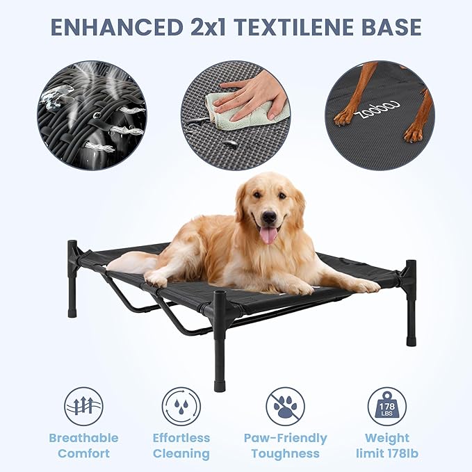 48" XL Outdoor Dog House – Weatherproof Elevated Pet Shelter, Breathable Mesh & Steel Frame, Easy to Assemble & Clean, Large Dog Houses for All Seasons (Green)