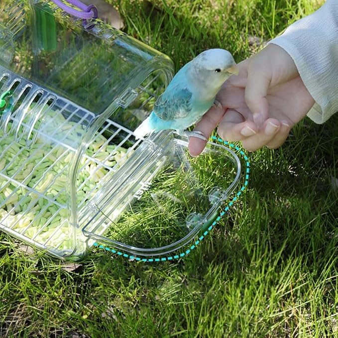 Portable Plastic Bird Cages for Outdoor, Lightweight Ventilated Travel Bird Cage with Handle, Waterproof Bird Carrier for Small Birds and Budgies, Easy to Carry (Green)