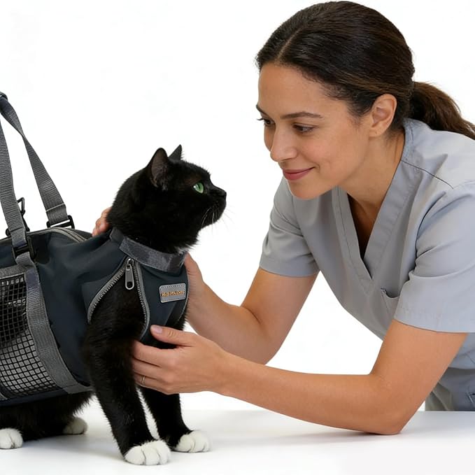 Cinf Cat Nail Clipping Cleaning Grooming Restraint Bag No Scratching Biting for Bathing Nail Trimming Injecting Examining(Black,M)