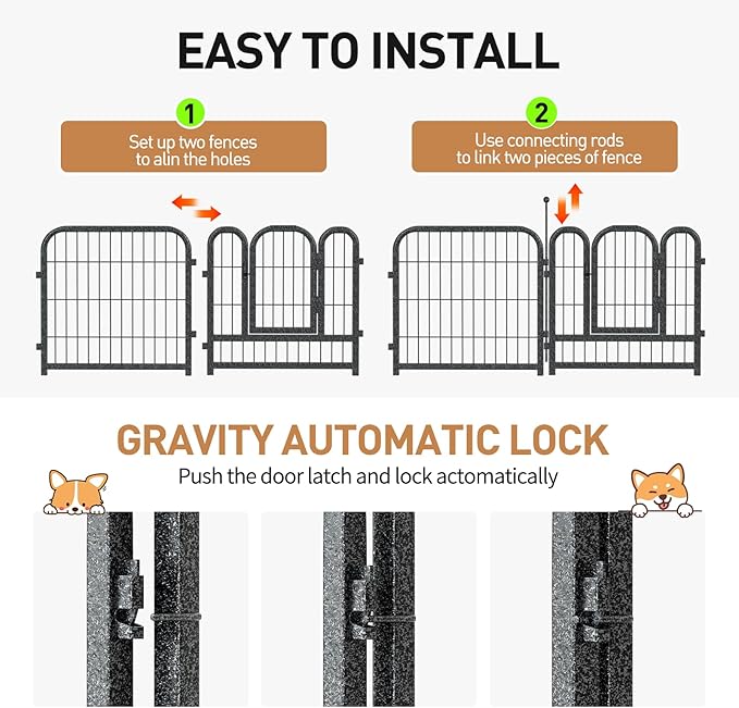 Metal Dog Playpen, 32" Inch Height 32Panels, Ideal Dog Fence for Large/Medium/Small Dogs Indoor & Outdoor Bliss, Perfect Dog Pen for Camping, Yard and RV | Black-Silver