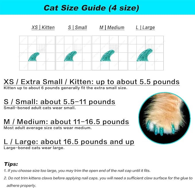 VICTHY 160pcs(16 Colors) Cat Nail Caps Cat Claw Caps Cat Nail Covers with Adhesives and Applicators (Small)
