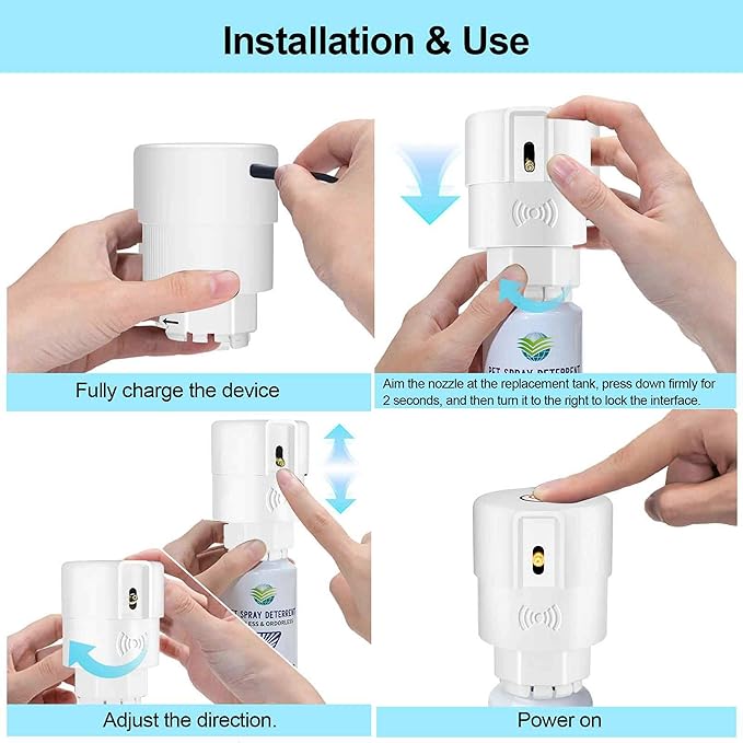 Cat Spray Deterrent System [2 Pack] Pet Deterrent Device Refill 6 Pack White
