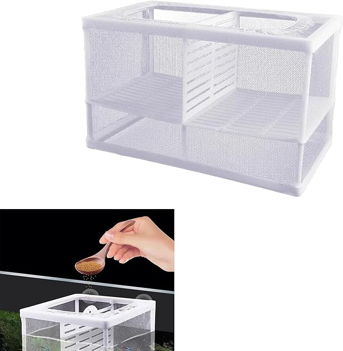 2PCS Protective Aquariums Breeding Cage Netting Nursery Tanks with Suction Cup for Fry Rearing and Secure Observation Spawning Box for Aquariums Fish