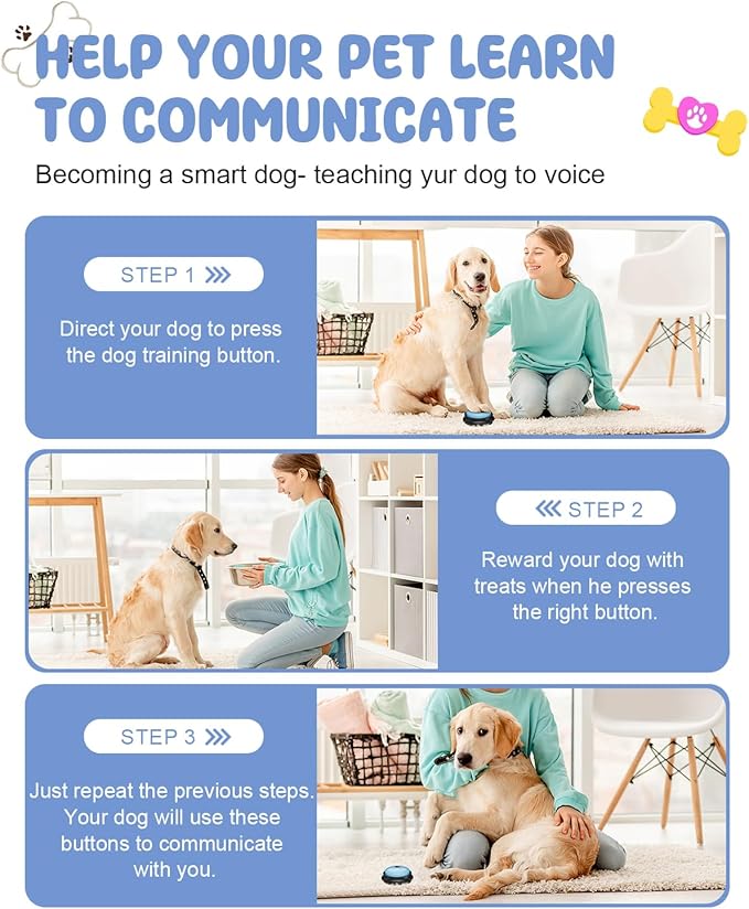 Dog Buttons for Communication, 9 Pcs Dog Talking Button Set, 30s Voice Recording Pet Buzzer Training Buttons, Speaking Button for Dogs with Waterproof Anti-Slip Dog Button Mat and 48 Scene Stickers