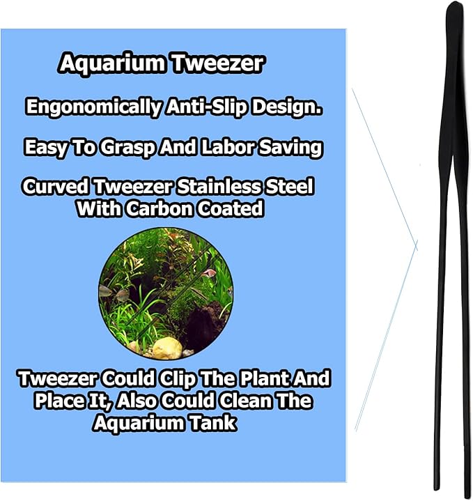 G.S Aquarium Tweezers Long Reptiles Feeding Tongs for Aquatic Plants Spider Snakes Lizards (12" Straight)