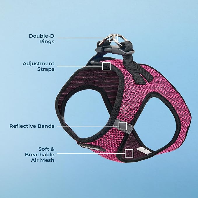 Best Pet Supplies Voyager Step-in Air Harness - All Weather Mesh, Reflective, No Pull Harness for Dogs, Cats - Secure with Hook & Loop Fastener, Buckle, Double D-Rings - Fuchsia 2-Tone, S