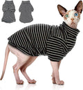 Sphynx Cat Sweater Hairless Cat Clothes Sweater Shirt Soft Warm Long Sleeves Pullover Pet Clothes Pajamas Dog Cloth for Small Dogs Jumpsuit Pet Sweaters (B&W Striped, Large)