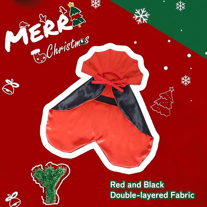 ROSAUI Halloween Pet Vampire Cape – 23.62″ Adjustable Red & Black Costume for Large Dogs (Golden Retriever, Labrador, German Shepherd) Spooky Cloak with Stand-Up Collar (L Size)