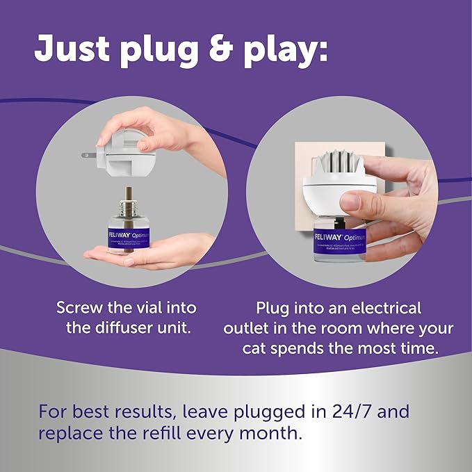 FELIWAY® Optimum 30 Day Cat Calming Refill for Pheromone Diffuser, 48ml - Helps Reduce Common Signs of Stress in Cats & Kittens, Enhanced Calming