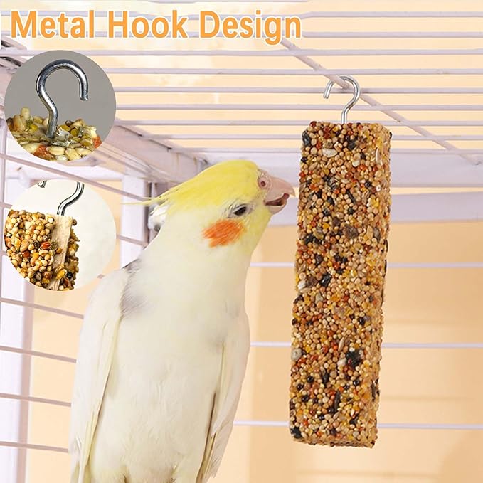4PCS Parakeet Treats,Parrot Grains Mixed Treat Sticks,Vegetable & Grain Style Sticks,Bird Treats for Cockatiel Budgies Lovebirds Canary Conure Finches
