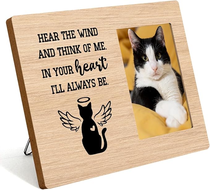 IAXIC Pet Memorial Gifts for Cats, Cat Loss Of Cat, Sympathy Gift Picture Frame, Gifts, Remembrance Photo Frame Desk Shelf Table Top Decor