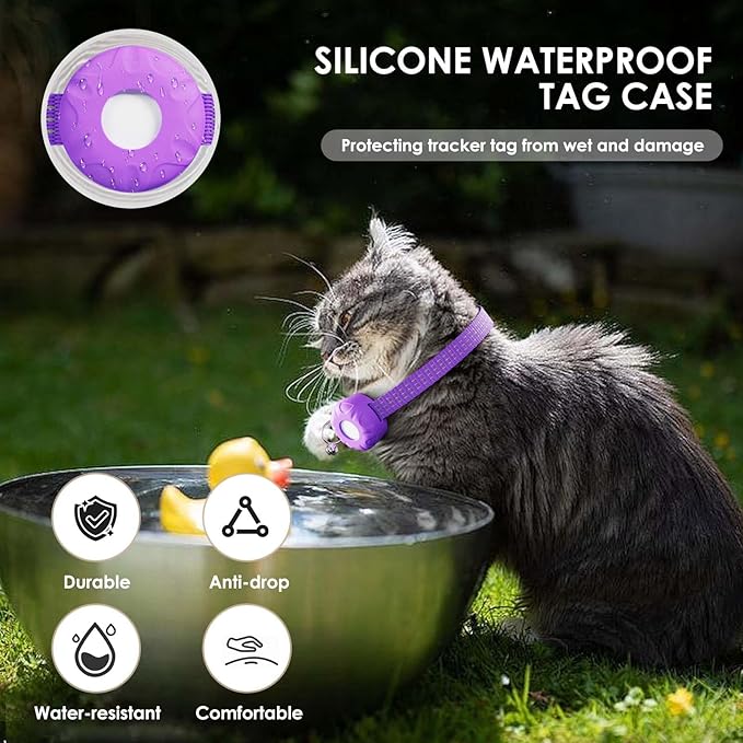 Cat Tracker, MINI Pet Tracker for Cats, No Monthly Fee, Waterproof Cat GPS Tracker, Compatible with Apple Find My App(Only iOS), Real-Time Tracking, Precise Positioning, Smart Alerts
