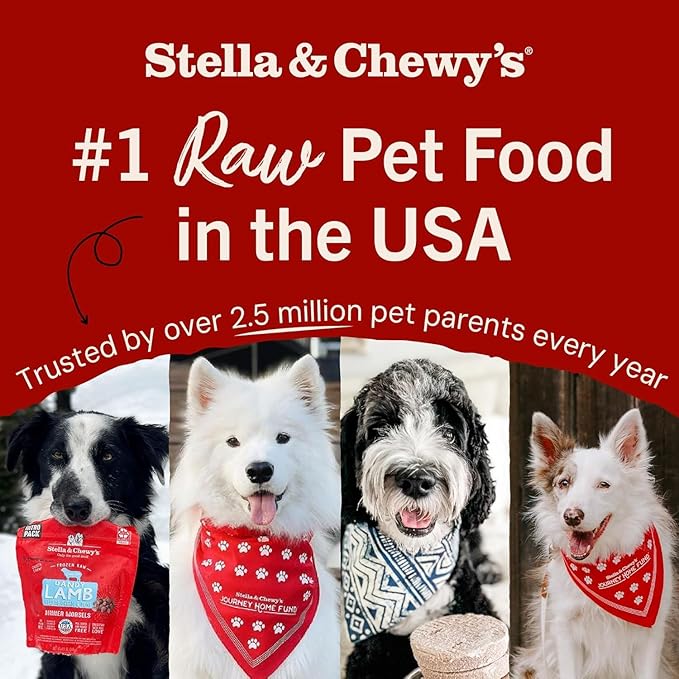 Stella & Chewy's Freeze-Dried Raw Dinner Patties - Dandy Lamb Recipe - High Protein Grain-Free Puppy & Dog Food - Perfect for Picky Eaters - 25 oz,(Pack of 2)