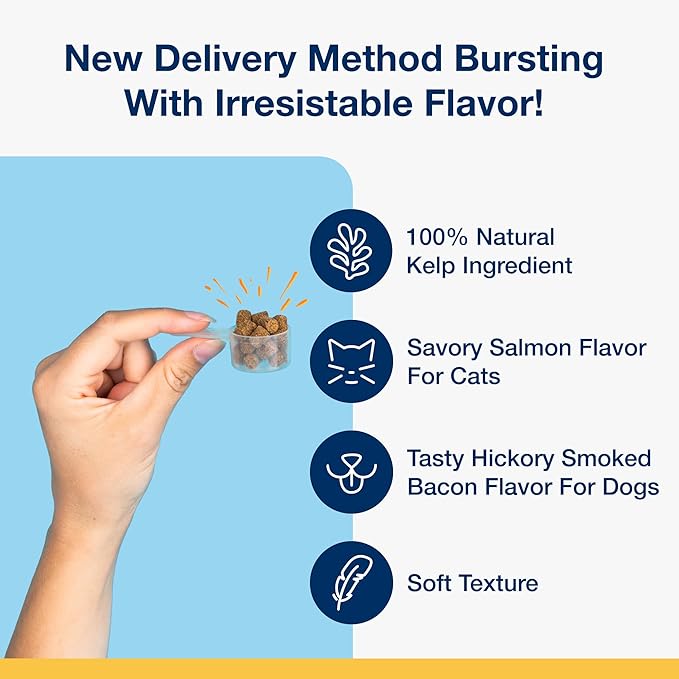 ProDen PlaqueOff Scoopables: Salmon-Flavored Dental Bites for Cats - Natural Kelp Formula for Plaque & Tartar Control, Freshens Breath- 45 Scoops