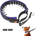 Mayerzon Martingale No Pull Collar for Medium Large Dogs, Patented Anti Pull Dog Collar with Buckle for Walking Training, with Neoprene Padding and Reflective Stitching, Adjustable(Purple Trim, L)