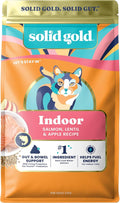 Solid Gold Indoor Dry Cat Food - Grain Free & Gluten Free - Salmon Cat Food Dry Kibble for Indoor Cats for Gut Health - Sensitive Stomach & Hairball Support for Adult Cats - 12LB