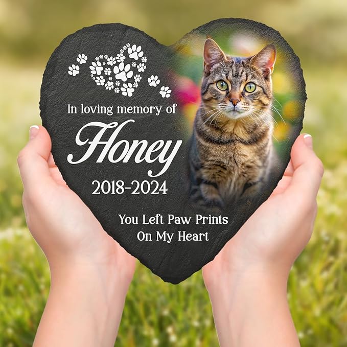DOPTIKA in Loving Memory of Custom Photo Pet Memorial Stones, Cat Memorial Gifts for Loss of Cat, Pet Sympathy Gifts for Cats, Cat Mom Cat Dad Gifts, Cat Memorial Gifts, Cat Memorials & Funerary