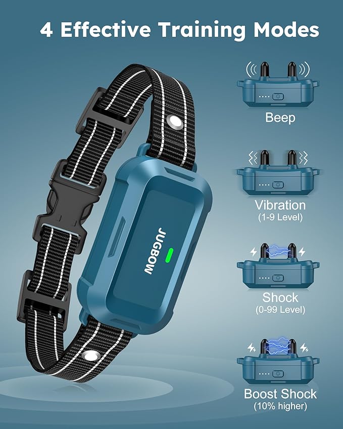 Jugbow Dog Shock Collar - 4200FT Dog Training Collar with Remote, IPX7 Waterproof Electric Collar with 4 Training Modes, Security Lock, Rechargeable e-Collar for Dogs 10-120lbs