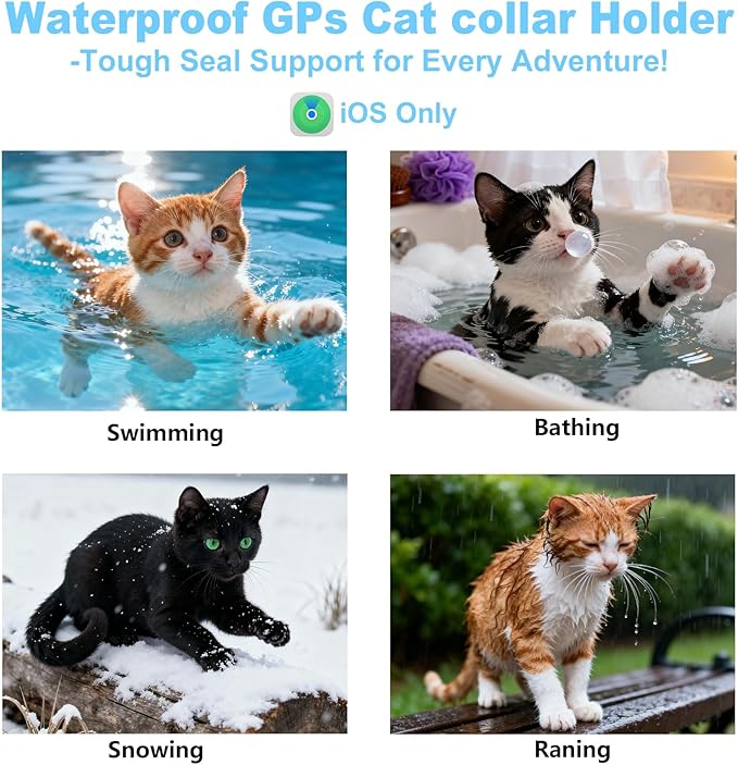 Air tag Cat Collar - Compatible with Apple Find My (air tag Included), Reflective Line & Bell, Lightweight Tracker Holder for Cats Kittens (Adjustable 9-13"), Pet Collar for Location Tracker
