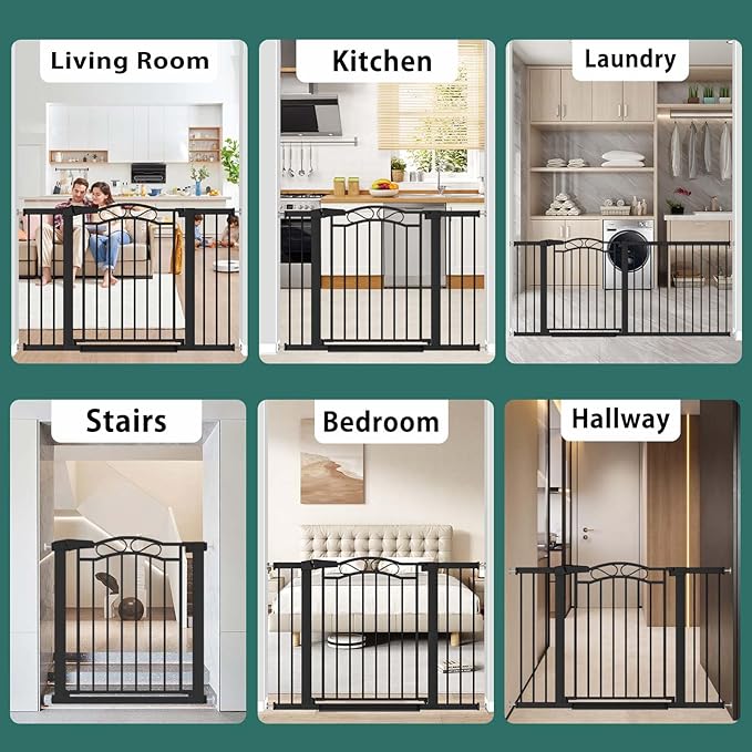 Fairy Baby 76.4"-81.8" Extra Wide Baby Gate for Stairs Doorways, Pressure Mount Pet Gate Auto Close Safety Child Gate, Long Large Dog Gate Indoor for House, 77 78 79 80 81 Inches Wide, Black