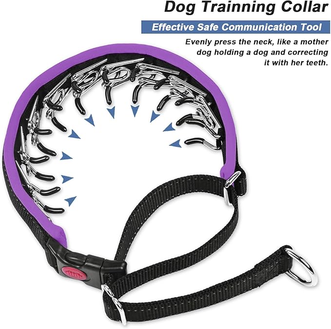 Martingale No Pull Dog Collar - Heavy Duty Nylon with Buckle, Adjustable Anti Pull Reflective Slip for Large Medium Small Dog Training Walking M Purple