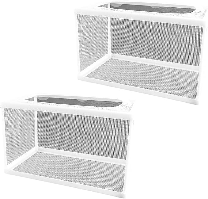 2PCS Protective Aquariums Breeding Cage Netting Nursery Tanks with Suction Cup for Fry Rearing and Secure Observation Fish Breeding Box with Suction Cup