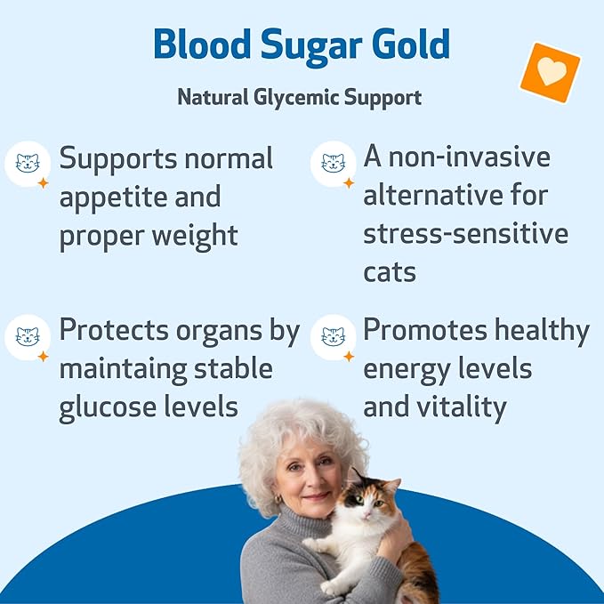 Pet Wellbeing Blood Sugar Gold Cats - Holistic Blood Sugar Support, Pancreas & Liver Health, Gymnema, Fenugreek & Devil’s Club - NASC Certified & Vet-Formulated - 4 oz Liquid