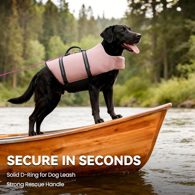 VIVAGLORY Rip Stop Dog Life Vest, Swimming Vest with Handle, Buoyancy for Doggy Puppy, Dog Life Jacket for Swimming & Boating, XXS, Sakura Pink