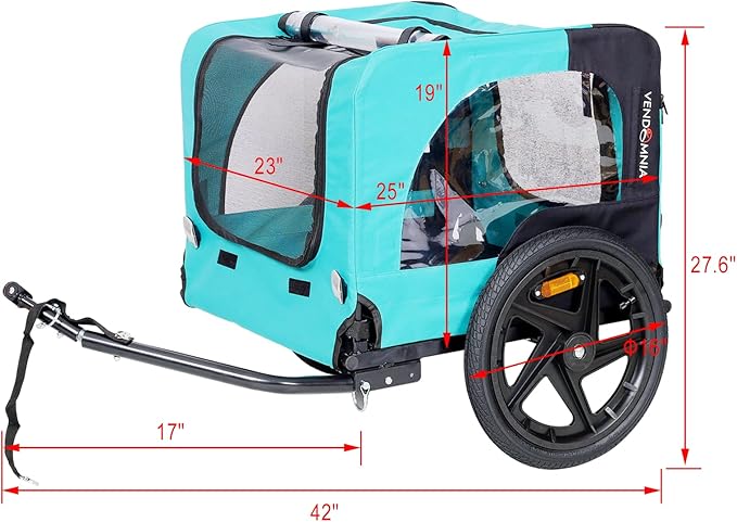 2-in-1 Dog Bike Trailer & Pet Carrier with Quick-Release Wheels, Foldable Steel Frame & Non-Slip Floor, 88 lbs Capacity for Medium/Small Dogs, Compatible with 20"-29" Bicycles
