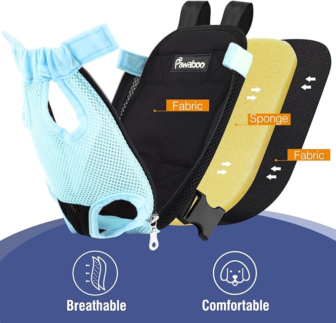 Pawaboo Adjustable Carrier Backpack for Dog Cat, Pet Front Dog Carrier Purses Cat Travel Bag, Legs Out, Easy-Fit for Traveling Hiking for Small Dogs Cats Puppies, L, Blue
