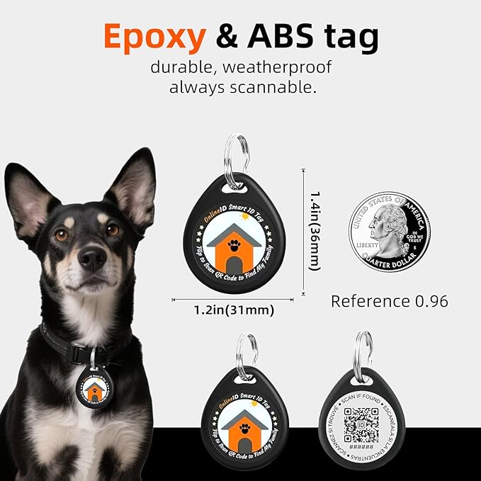 2 Pack Personalized Dog Tags,QR Code Pet ID Tags with Online Profile systerm,Editable Any Names and Phone numbles,2*Black,L