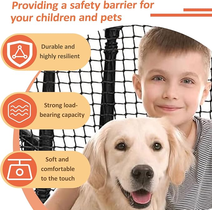 Safety Rope Net for Kids, Nylon Knotless Fence Net for Stairway Balcony Guard, Outdoor Terrace Decoration Pet Anti-Fall Rope Netting(Size:0.5Mx8M（1.64FTx26.24FT）,Color:Black)