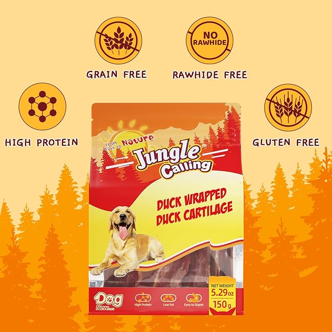 Jungle Calling Duck Wrapped Bones Dog Treats, Made with Real Meat & Cartilage, Rawhide Free Dogs Snacks,Healthy, Easily Digestible, and High Protein Chews Bone Treat, About 21 Count (Pack of 2)