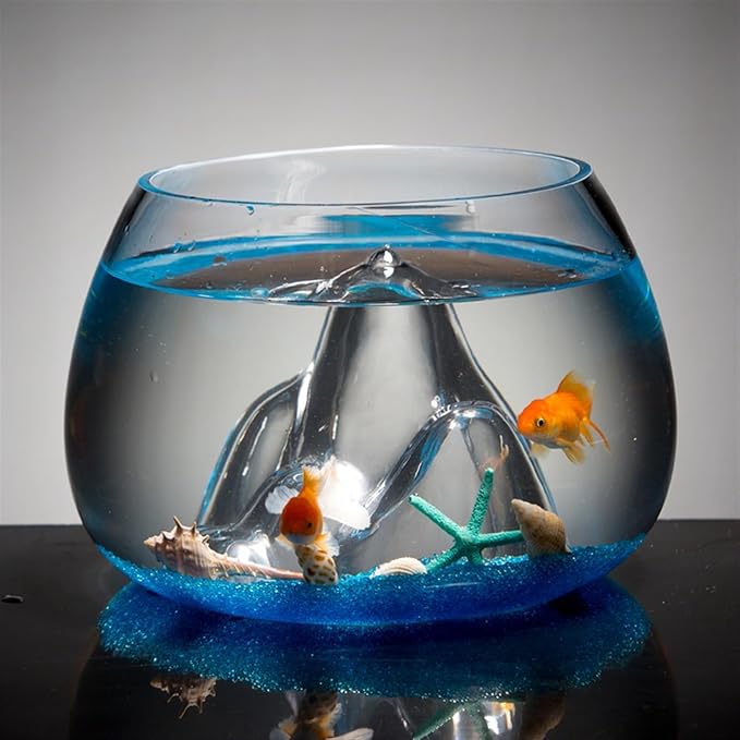 Fish Bowl Creative Desktop Glass Aquarium Tank with Raised Mountain Peak Modeling Decorative Living Room Transparent Glass Aquarium Aquarium Decorative Ornaments for Home Use Aquariums(16x21x12cm)
