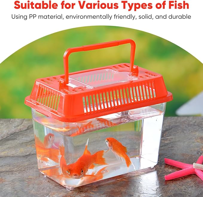 Mini Fish Tank Portable Plastic Aquarium with Lid Handheld Clear Fish Bowl for Goldfish Turtle Small Aquatic Pets Easy to Clean and Carry