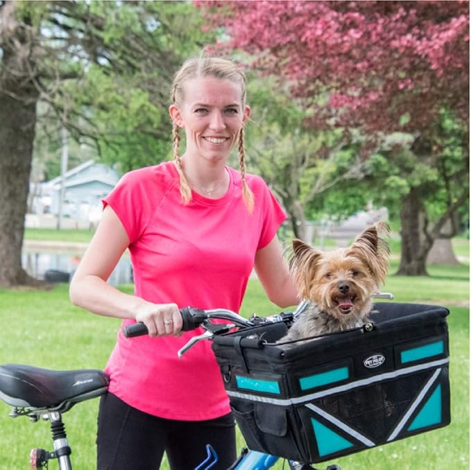 TRAVELIN K9 Pet-Pilot MAX Dog Bicycle Basket Carrier | 8 Color Options for Your Bike (Turquoise)
