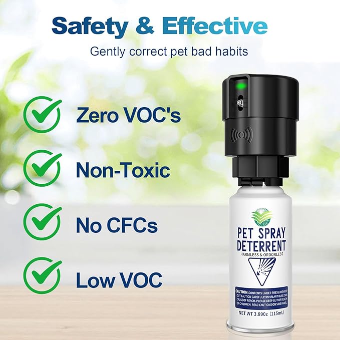Pet Spray Deterrent System, Motion Activated Cat System, Pet Device Senses Cat & Dog Up to 3 Feet Away, Outdoors & Indoor Cat Deterrent Spray [1 Pack] Black