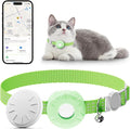 GPS Tracker, Tractive GPS Cat Tracker, Cat Tracker Collar with Safety Elastic Buckle, Works with Any Collar,Compatible with Apple Find My App (Only iOS), No Monthly Fee, Light Green