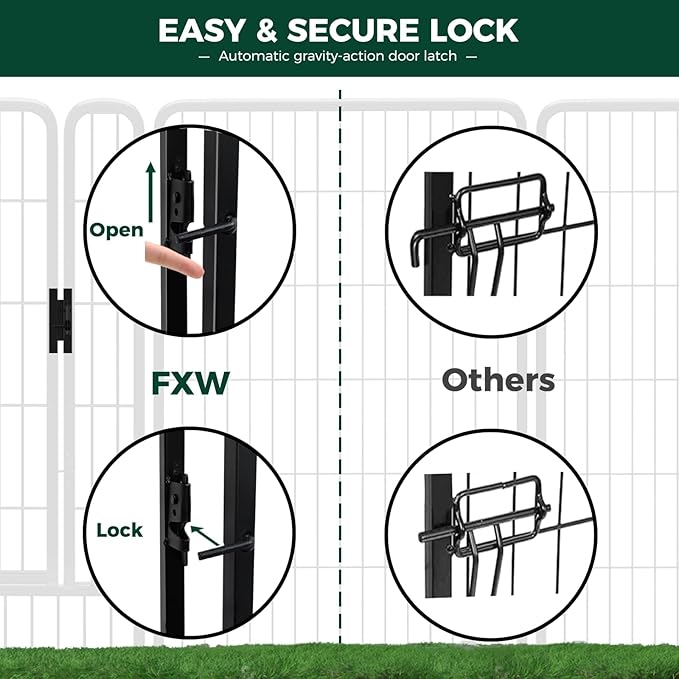 FXW Rollick Unleashed Dog Playpen for Indoor, Yard, RV Camping, 32 inch 48 Panels for Small and Medium Dogs, Black│Patented